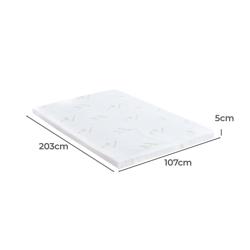 DreamZ 5cm Thickness Cool Gel Memory Foam Mattress Topper Bamboo King Single