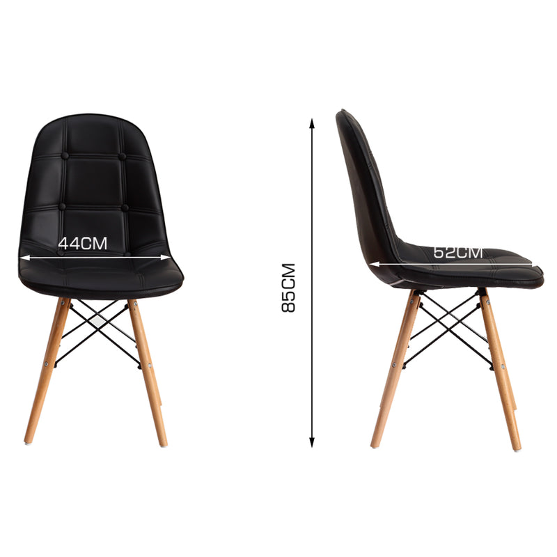 Levede 2x Retro Dining Chair Replica PU Leather Office Cafe Lounge Chairs Black