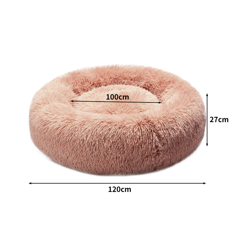 PaWz Pet Bed Cat Dog Donut Nest Calming Kennel Cave Deep Sleeping Pink XXXL