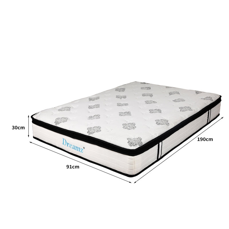 Dreamz Bedding Mattress Spring Single Size Premium Bed Top Foam Medium Soft 30CM