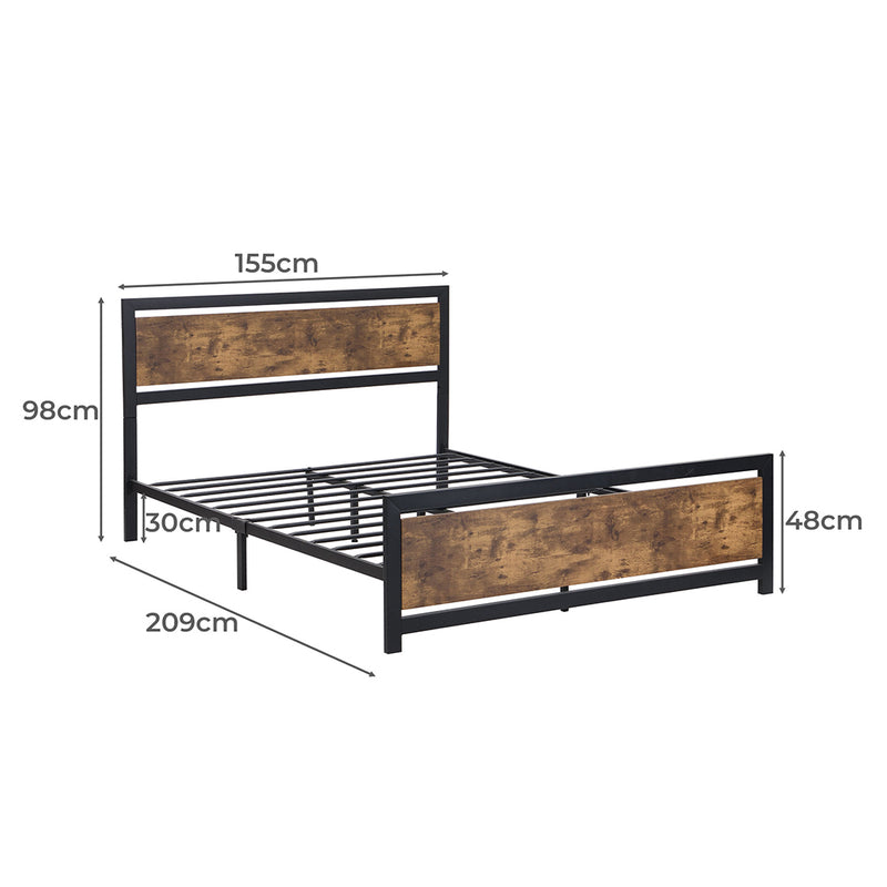 Levede Metal Bed Frame Mattress Base Platform Wooden Industrial Queen Rustic