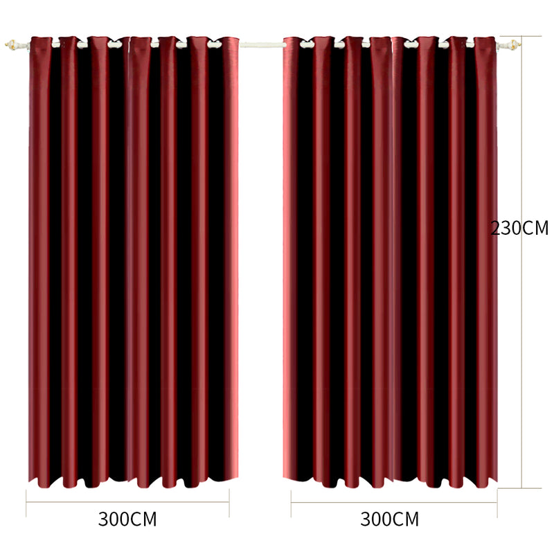 2x Blockout Curtains Panels Blackout 3 Layers Eyelet Room Darkening  300x230cm