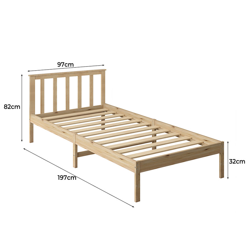 Levede Wooden Bed Frame Single Full Size Mattress Base Timber Natural