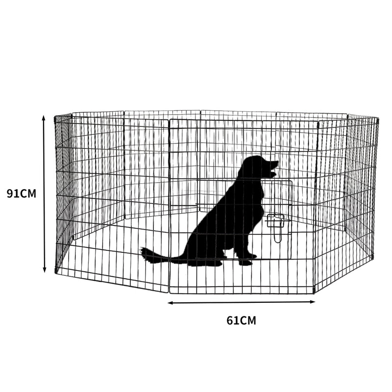 PaWz Pet Dog Playpen Puppy Exercise 8 Panel Enclosure Fence Black With Door 36"