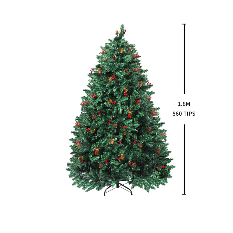 Santaco Christmas Tree 1.8M 6Ft Pinecone Decorated Xmas Home Garden Decorations