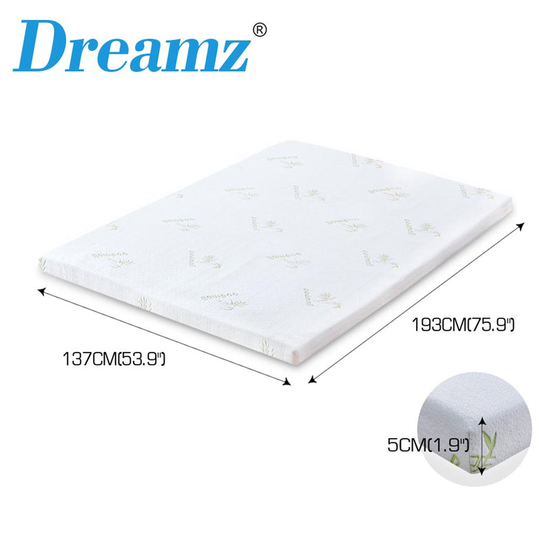 DreamZ 8cm Thickness Cool Gel Memory Foam Mattress Topper Bamboo Fabric Single