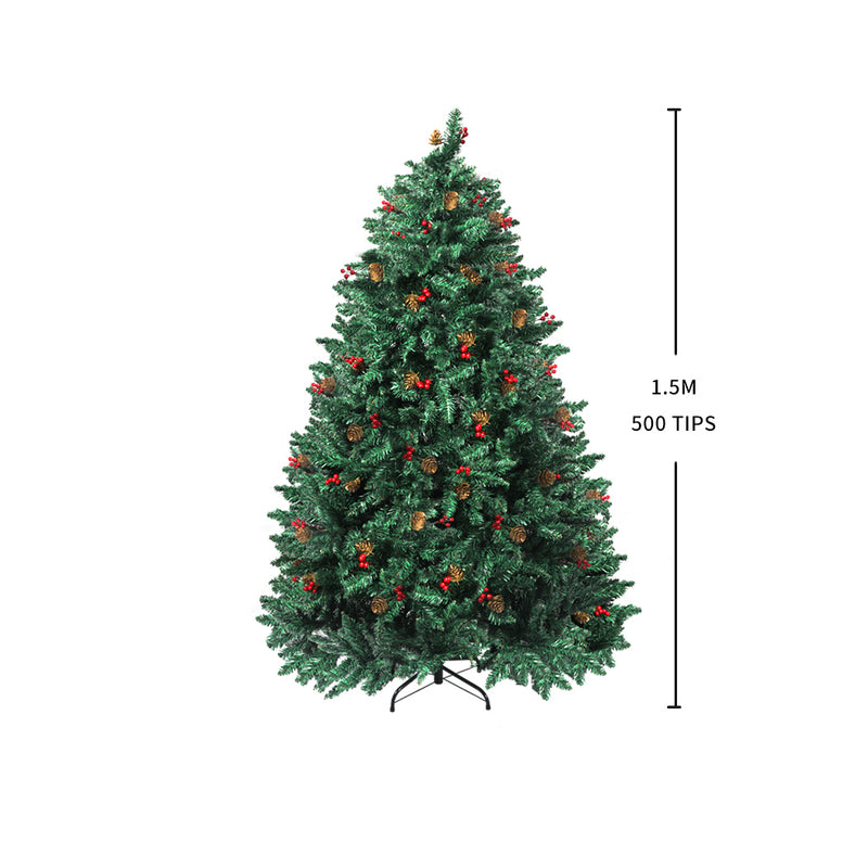 Santaco Christmas Tree 1.5M 5Ft Pinecone Decorated Xmas Home Garden Decorations