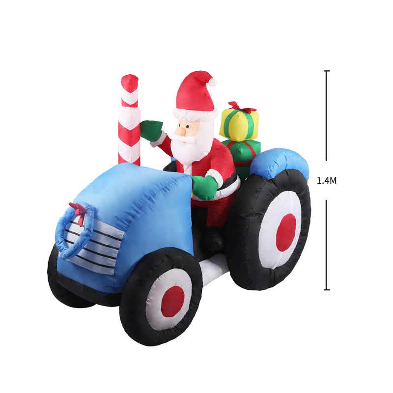 Santaco Inflatable Christmas Decor Tractor Santa 1.4M LED Lights Xmas Party