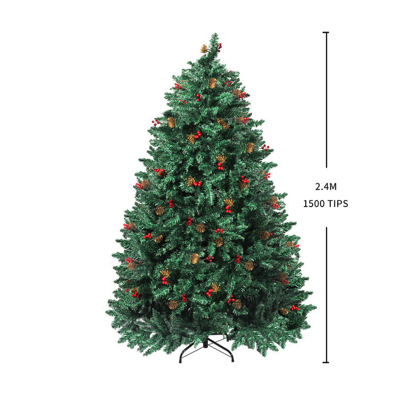 Santaco Christmas Tree 2.4M 8Ft Pinecone Decorated Xmas Home Garden Decorations