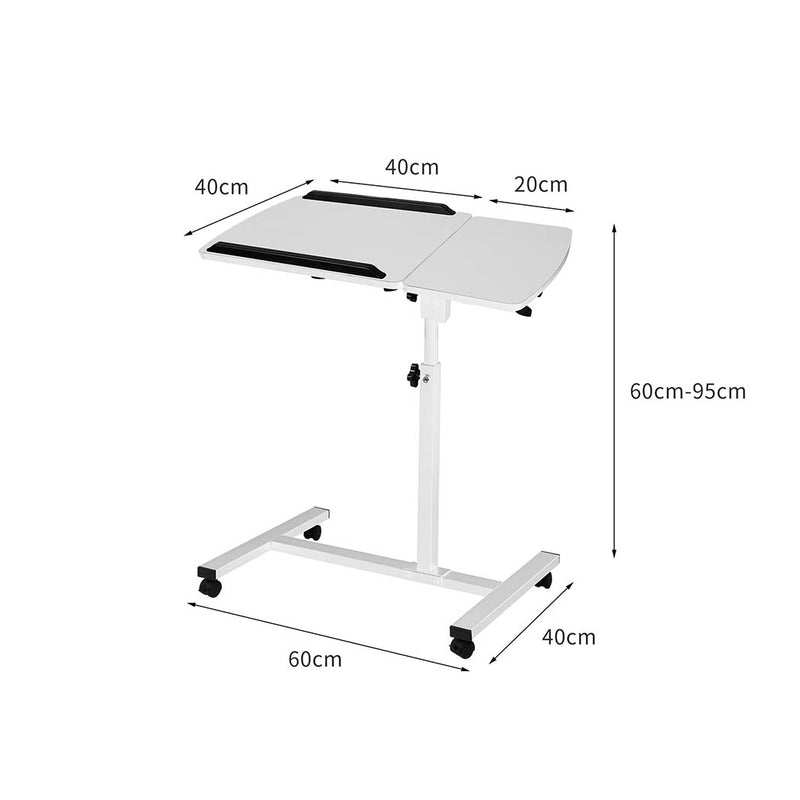 Levede Mobile Laptop Desk Adjustable Computer Table Stand Office Study Bed White