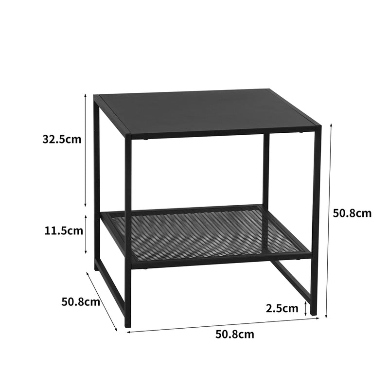 Levede 2-Tier Side Table Open Design Steel Home Shelf Compact Storage End Table