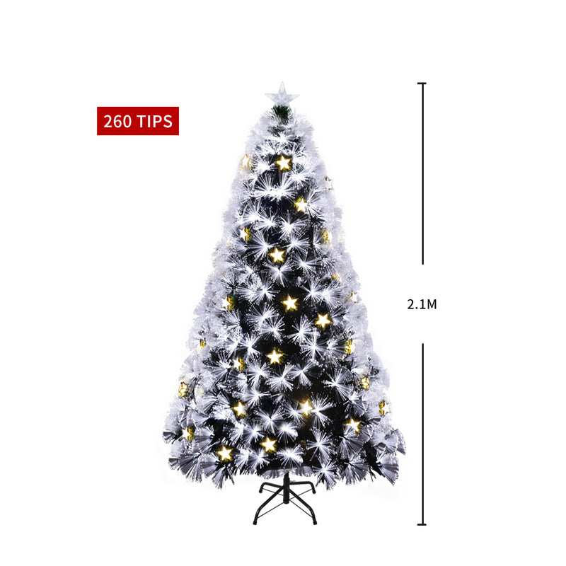 Santaco Christmas Tree 2.1M 7Ft Xmas Decorations Fibre Optic Multicolour Lights