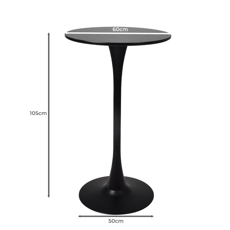 Levede 2x Bar Table Pub Tables Kitchen Marble Tulip Outdoor Round Metal Black