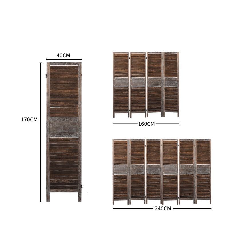 Levede 4 Panel Room Divider Folding Screen Privacy Dividers Stand Wood Brown