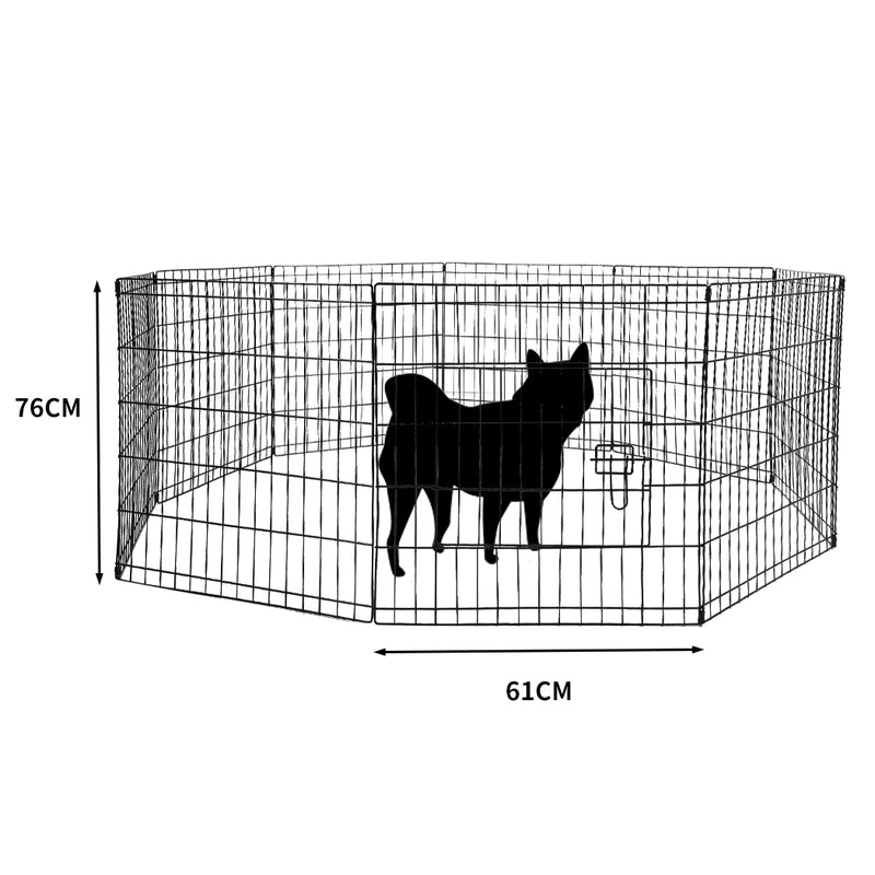 PaWz Pet Dog Playpen Puppy Exercise 8 Panel Enclosure Fence Black With Door 30"