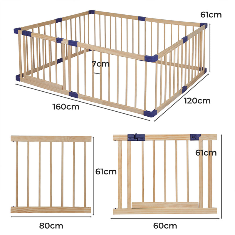 BoPeep Kids Playpen Wooden Baby Safety Gate Fence Child Play Game Toy Security M