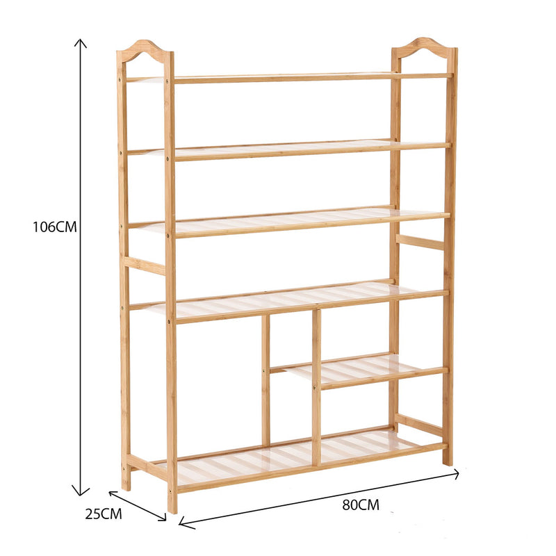 Levede Bamboo Shoe Rack Storage Wooden Organizer Shelf Stand 6 Tiers Layers 80cm