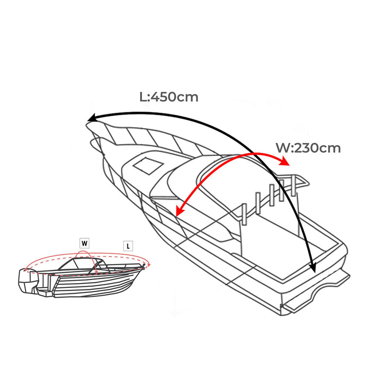 Boat Cover 12-14 FT Trailerable Weatherproof 600D Jumbo Marine Heavy Duty