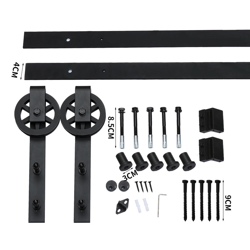 1.83M Antique Classic Style Single Sliding Barn Door Hardware Track Roller Kit