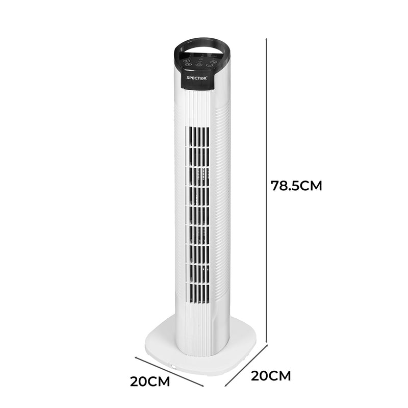 Spector 50W Tower Fan Bladeless Fan Portable Oscillating Remote Control Timer