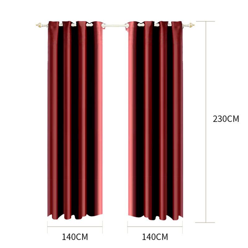 2x Blockout Curtains Panels Blackout 3 Layers Eyelet Room Darkening  140x230cm