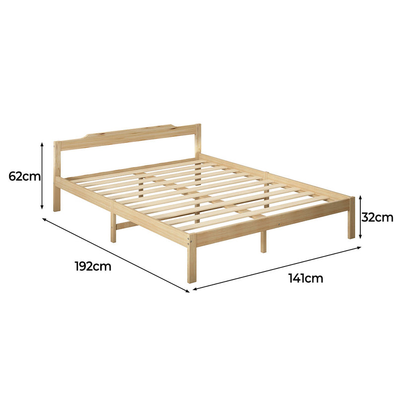 Levede Wooden Bed Frame Double Size Mattress Base Solid Timber Pine Wood Natural