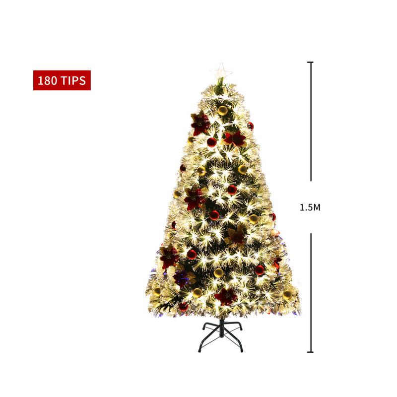 Santaco Christmas Tree 1.5M 5Ft Xmas Decorations Fibre Optic Multicolour Lights