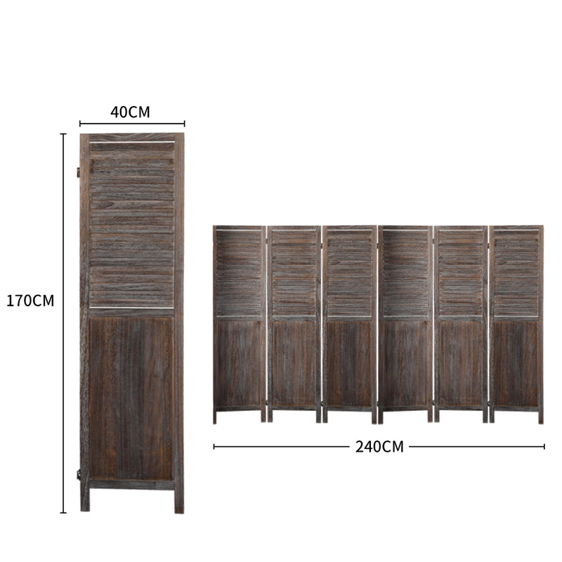 Levede 6 Panel Room Divider Folding Screen Privacy Dividers Stand Wood Brown