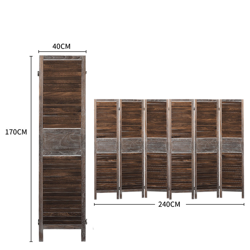 Levede 6 Panel Room Divider Folding Screen Privacy Dividers Stand Wood Brown