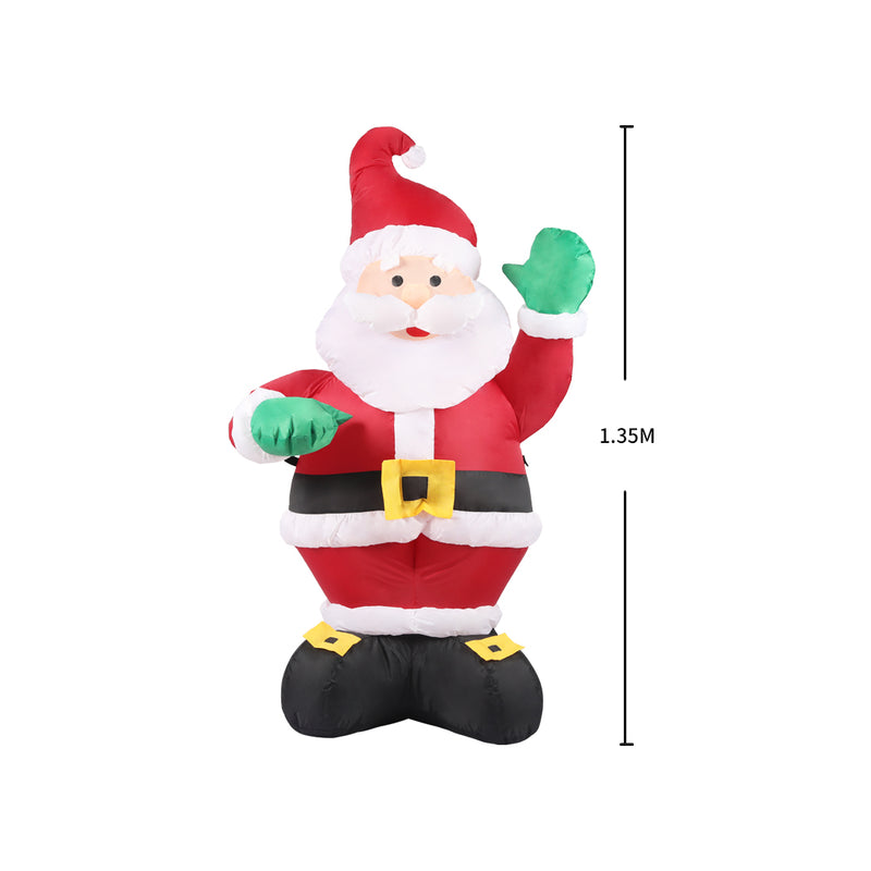 Santaco Inflatable Christmas Decor Waving Santa 1.35M LED Lights Xmas Party