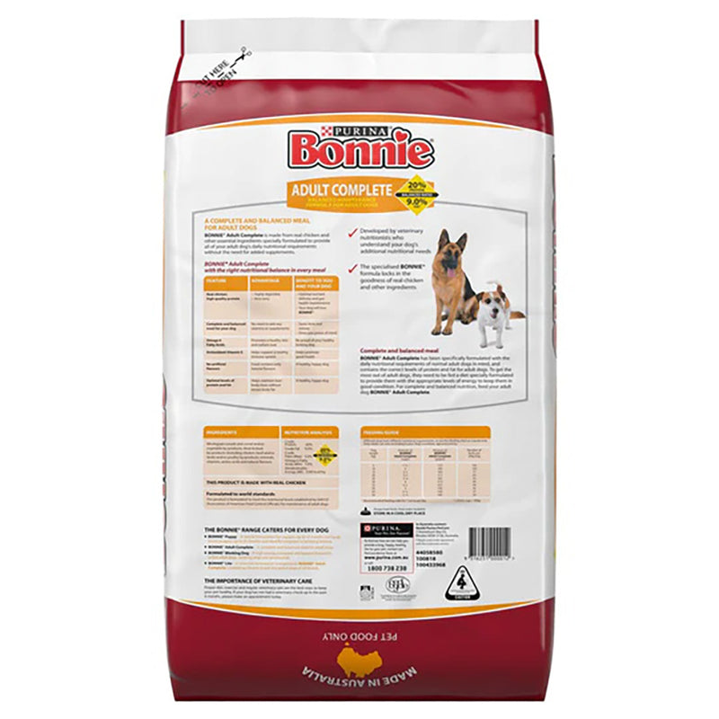 Bonnie Adult Complete Dog Dry Food All Breed Real Chicken 20kg