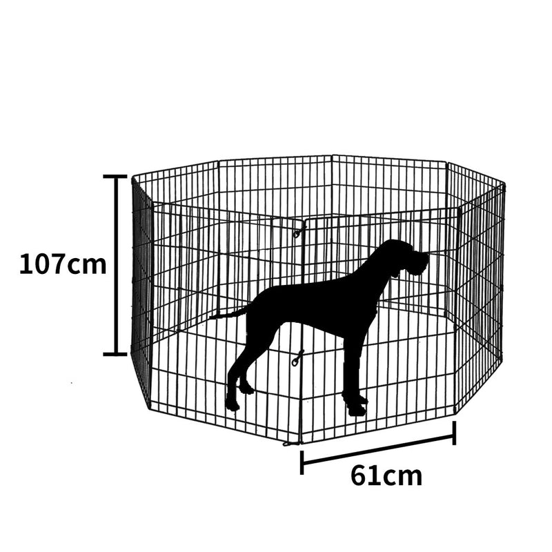 PaWz Pet Dog Playpen Puppy Exercise 8 Panel Fence Black Extension No Door 42"