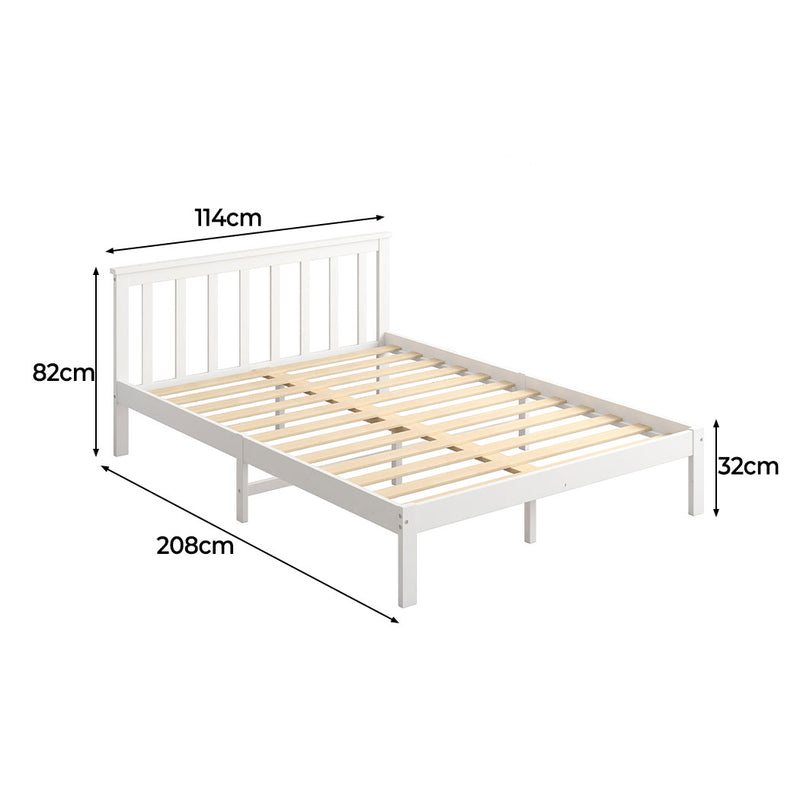 Levede Wooden Bed Frame King Single Full Size Mattress Base Timber White