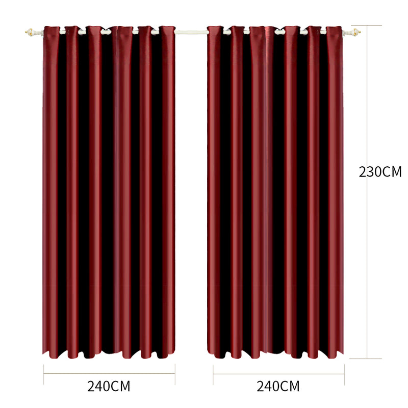 2x Blockout Curtains Panels Blackout 3 Layers Eyelet Room Darkening  240x230cm