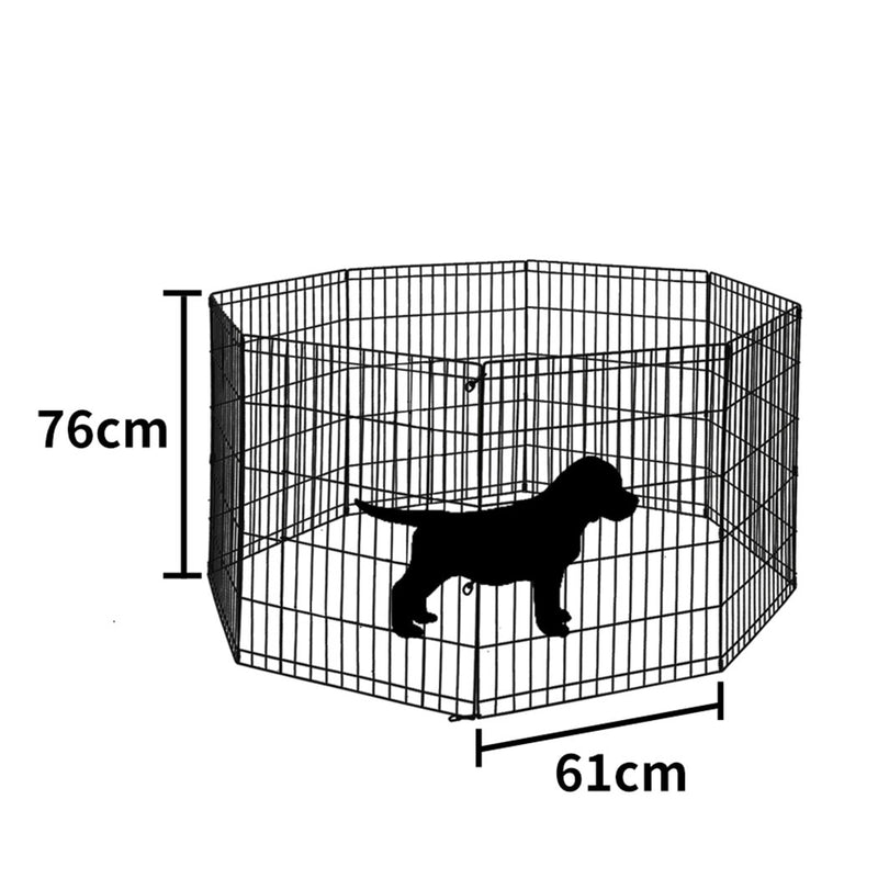 PaWz Pet Dog Playpen Puppy Exercise 8 Panel Fence Black Extension No Door 30"