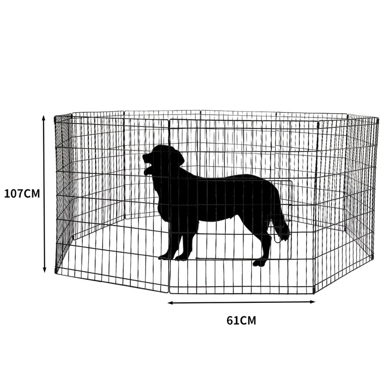 PaWz Pet Dog Playpen Puppy Exercise 8 Panel Enclosure Fence Black With Door 42"