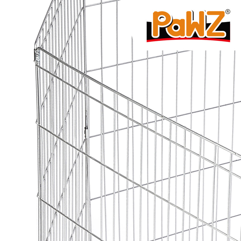 PaWz Pet Dog Playpen Puppy Exercise 8 Panel Fence Silver Extension No Door 30"