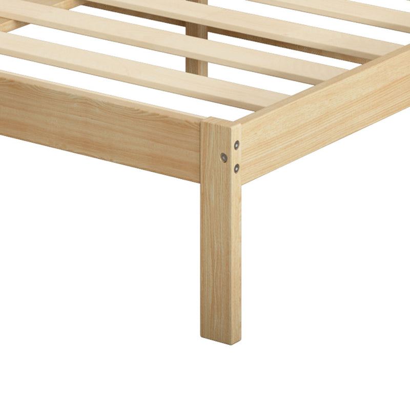 Levede Wooden Bed Frame Double Size Mattress Base Solid Timber Pine Wood Natural