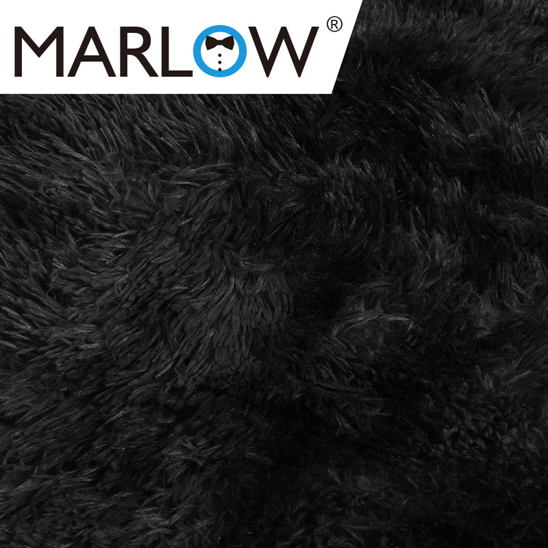 Marlow Floor Rug Shaggy Rugs Soft Large Carpet Area Tie-dyed 120x160cm Black