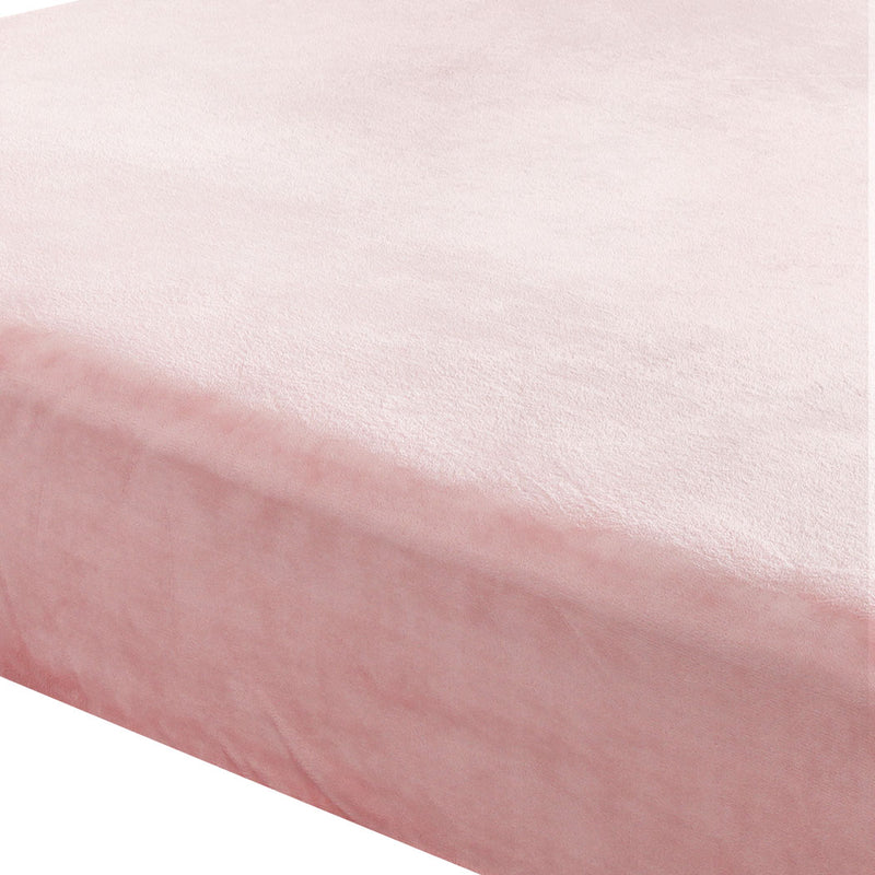 DreamZ Fitted Bed Sheet Set Pillowcase Flannel Double Size Winter Warm Pink