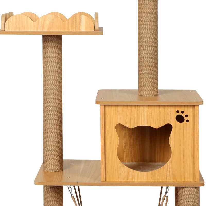 PaWz Cat Tree Scratching Post Scratcher Cats Tower Wood Condo Toys House 132cm