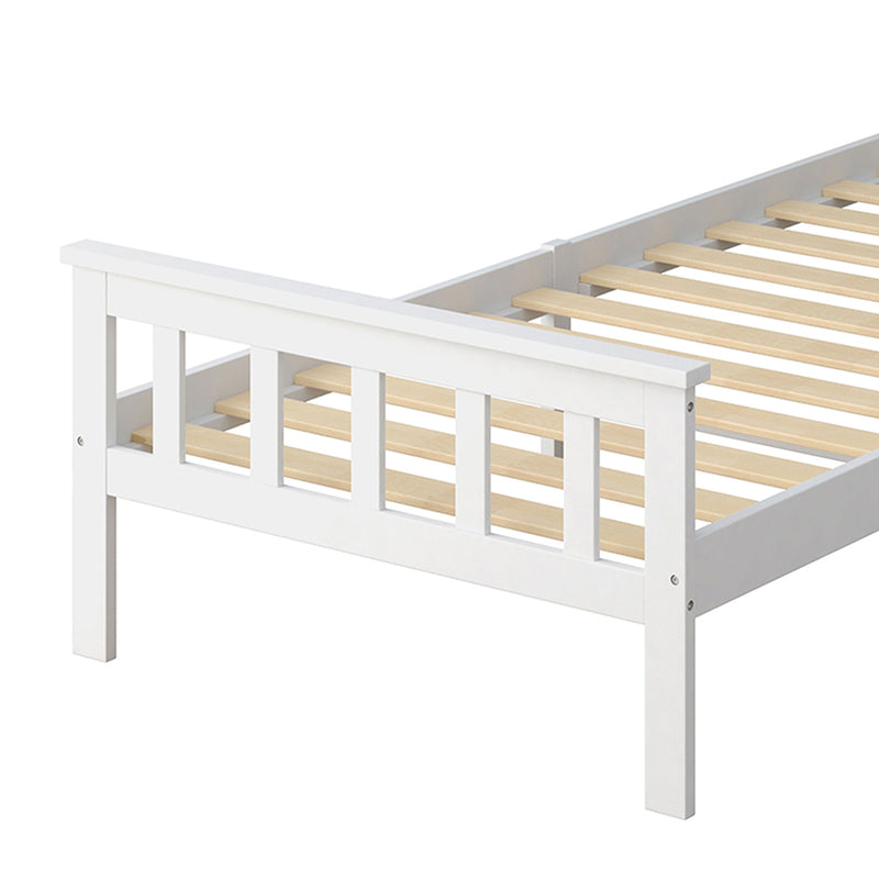 Levede Wooden Bed Frame Single Size Mattress Base Solid  Pine Wood White