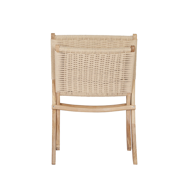 Levede Foldable Single Deck Chair Solid Ash Wood Kraft Rope Paper Woven Seat