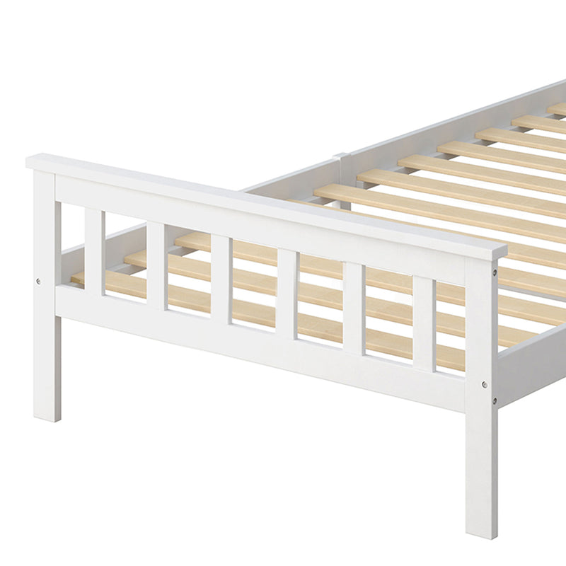 Levede Wooden Bed Frame King Single Size Mattress Base Solid  Pine Wood White