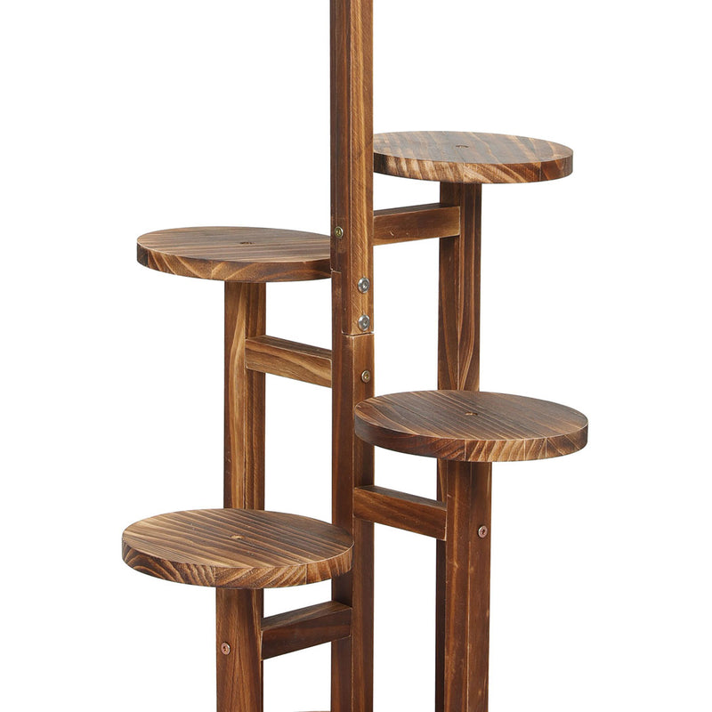 Levede 4-Tier Plant Stand Wood Wooden Wheel Shelf Flower Pots Rack Indoor Garden