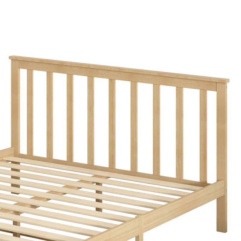 Levede Wooden Bed Frame Double Size Mattress Base Solid Timber Pine Wood Natural