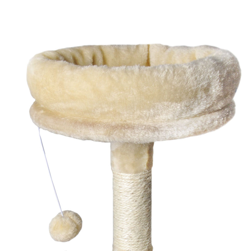 PaWz Cat Tree Toy Scratching Post Scratcher Tower Condo Wooden House Cream 130cm