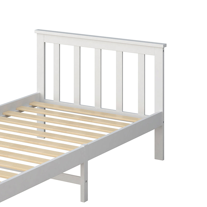 Levede Wooden Bed Frame Single Size Mattress Base Solid  Pine Wood White