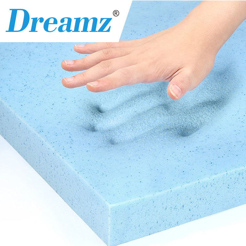 DreamZ 5cm Thickness Cool Gel Memory Foam Mattress Topper Bamboo Fabric Single