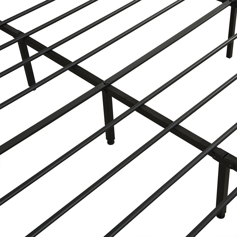 Levede Metal Bed Frame Double Size Mattress Base Platform Wooden Headboard Black